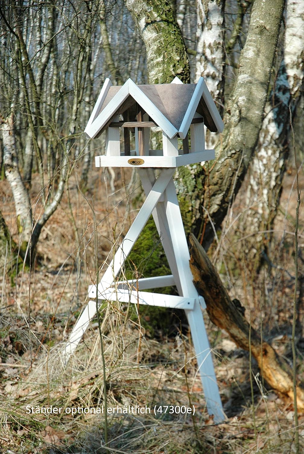 Dobar Luxus-Vogelhaus Aufwendiges Vogelhaus im "Antikfinish"-Design (gescratcht) aus lasiertem Kiefernholz mit 4 Giebeln braun/weiß