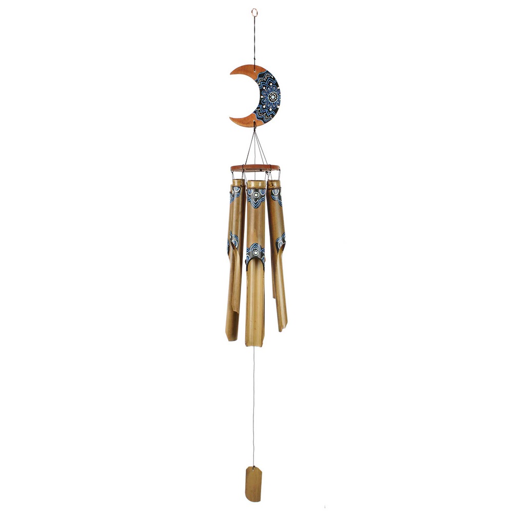 Windspiel BAMBUS, 130 cm, handbemalt, Mobile, Klangspiel für Terrasse & Garten