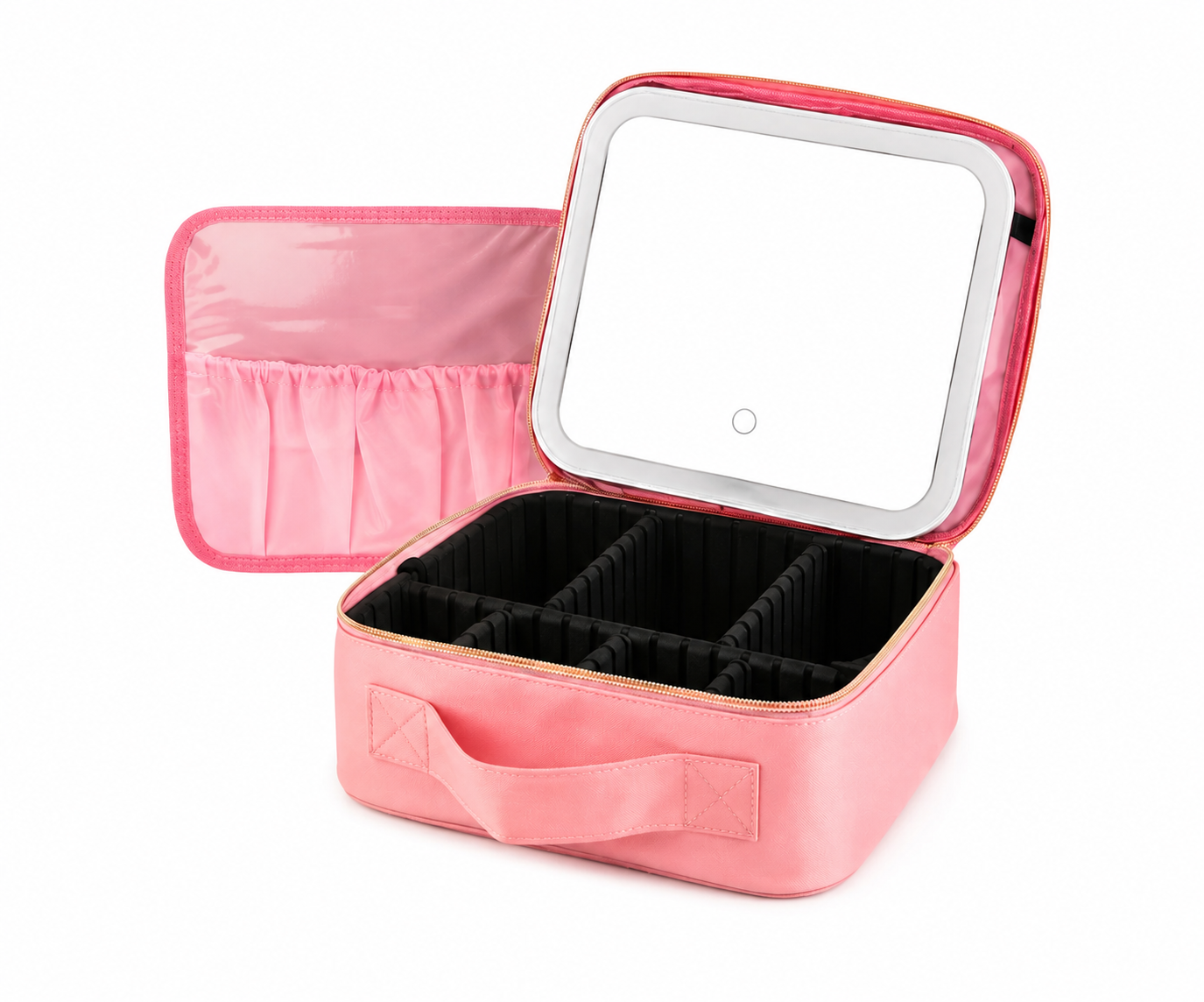 Beauty Organizer mit LED Spiegel Schmuckschatulle Aufbewahrung rosa