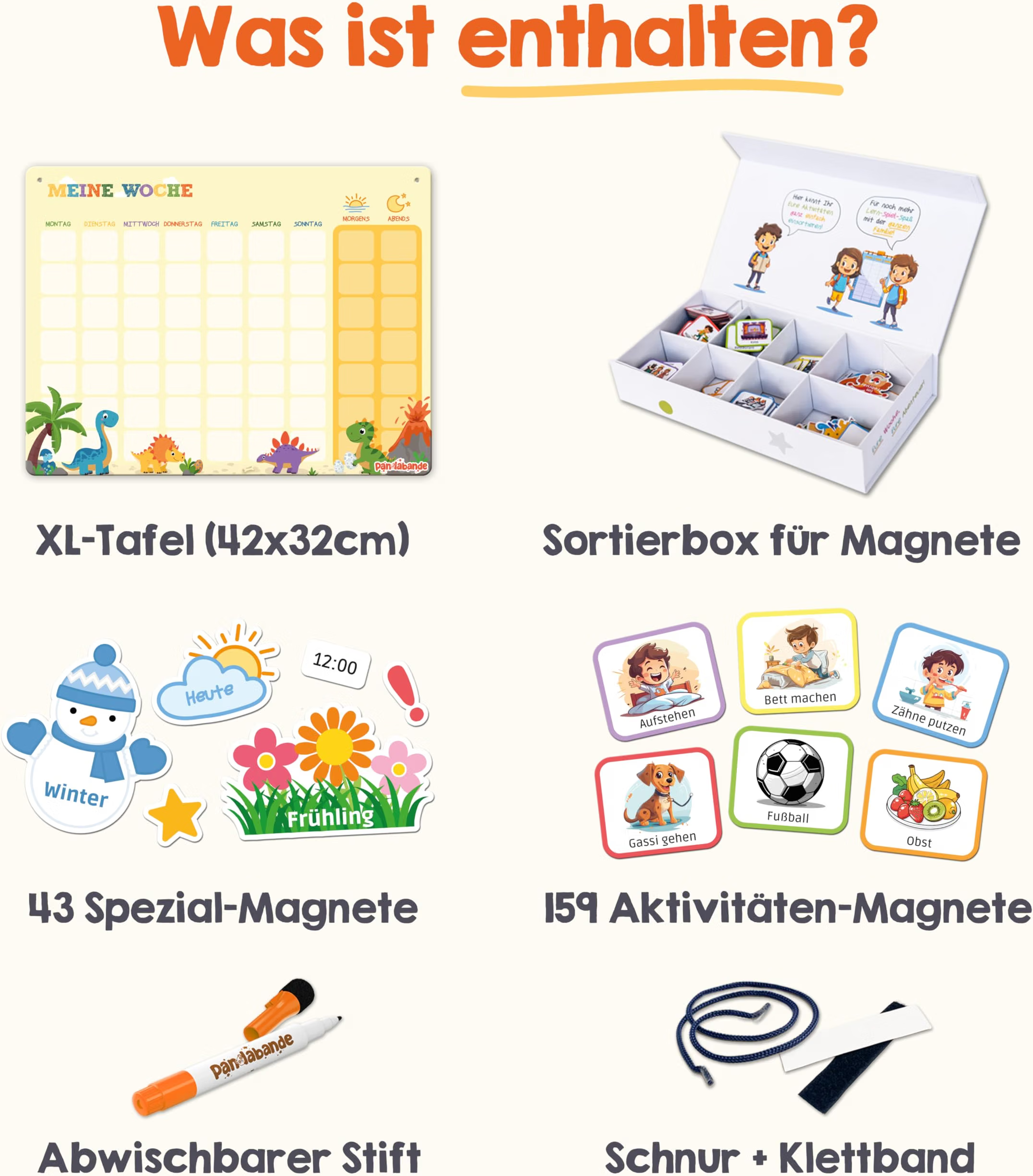 Magnet-Set, Sortierbox, Magnet-Labels, XL-Tafel, Stickers