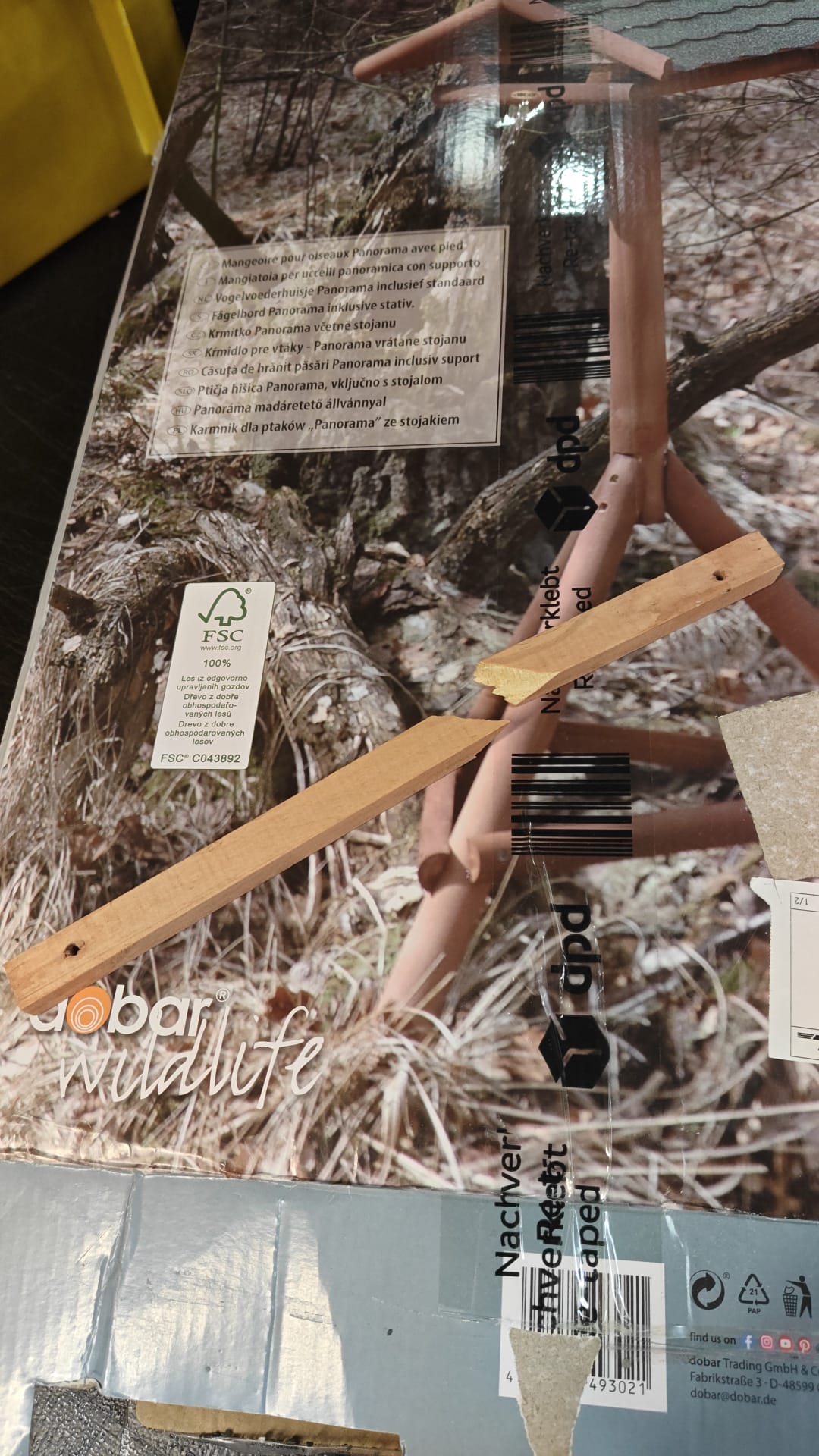 Vogelhaus, Holz, mit Ständer, Naturfarben, FSC-Holz
