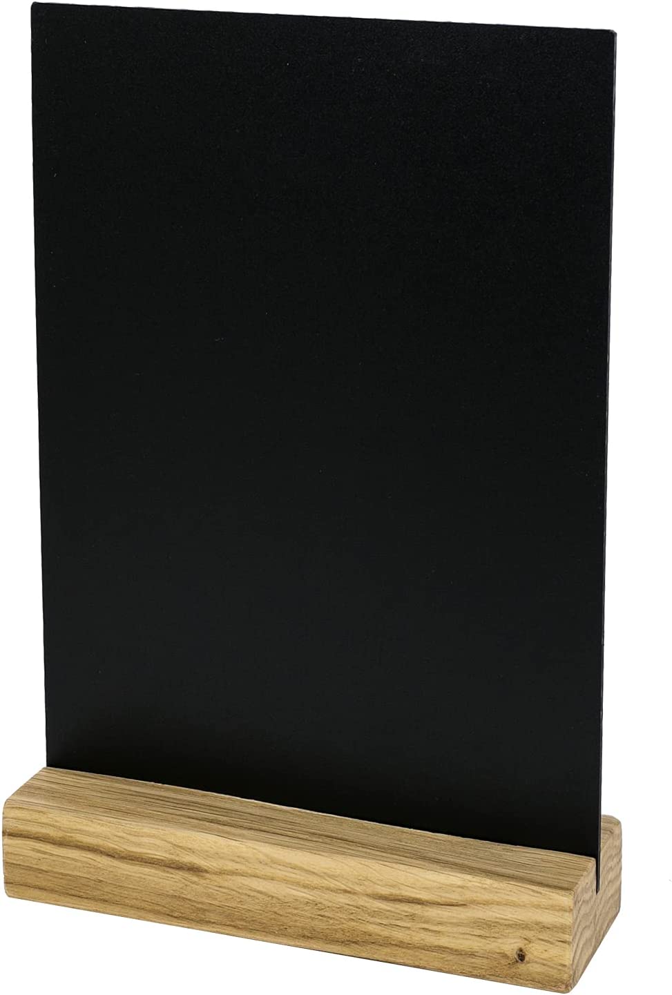 HMF 5x Acryl Tischaufsteller Kreidetafel mit Holzfuß DIN A5 schwarz
