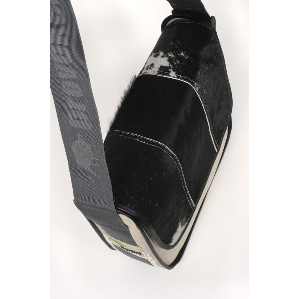 Schultertasche, Gurtband, Schwarz, Kunstleder, Hufeisentasche