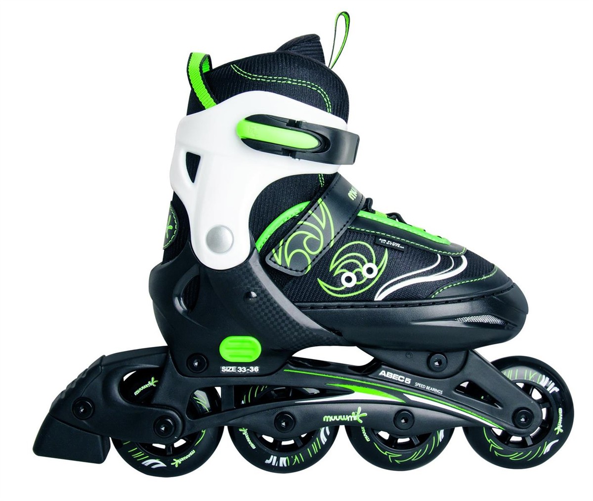 Inline-skates, Kinder- Inline, Schwarz grün, Verstellbare Schiene, Rollschuhe