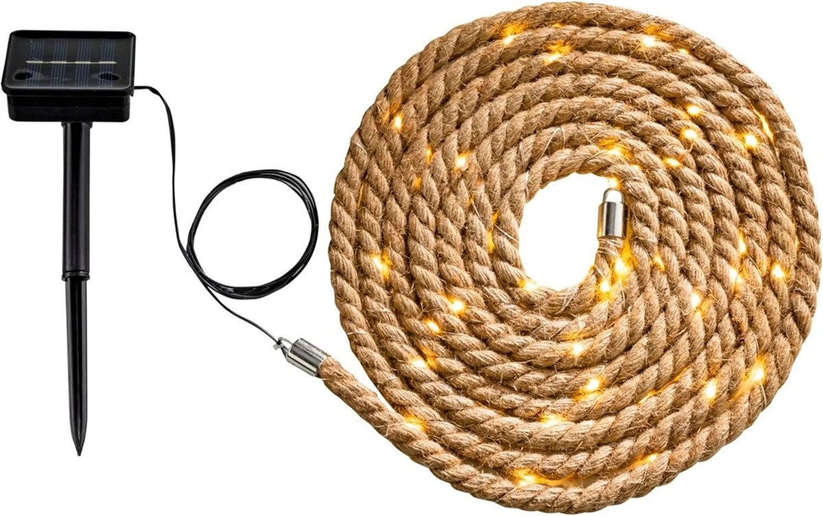 Solarladekabel, Lichterkette, Rohrkabel, Gartenbeleuchtung, LED-Kette