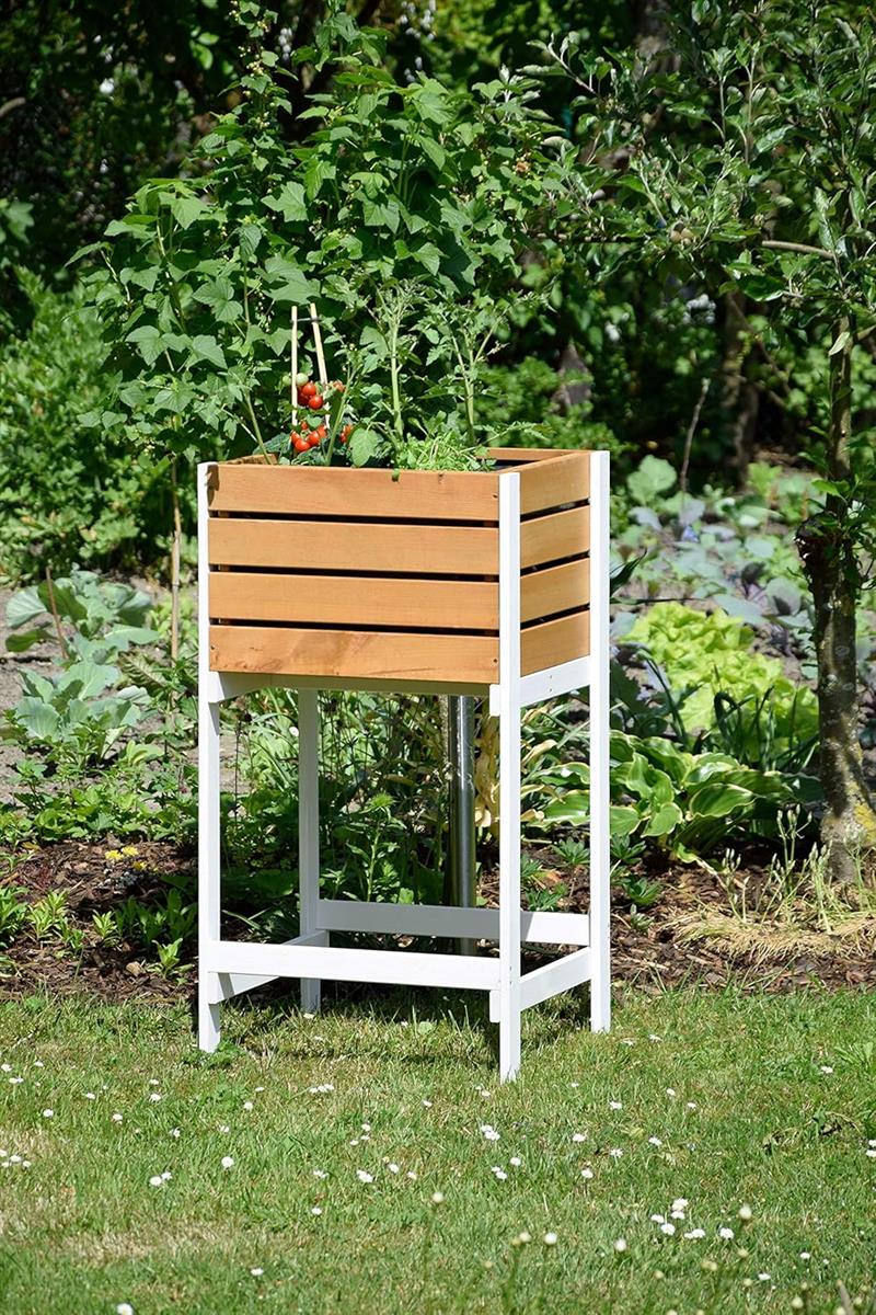 dobar Balkon Hochbeet Massivholz Schmales Kräuterbeet Salatbeet für Balkon Platzsparendes Hochbeet für Garten/Terrasse/Balkon 49 x 42 x 90 cm Braun