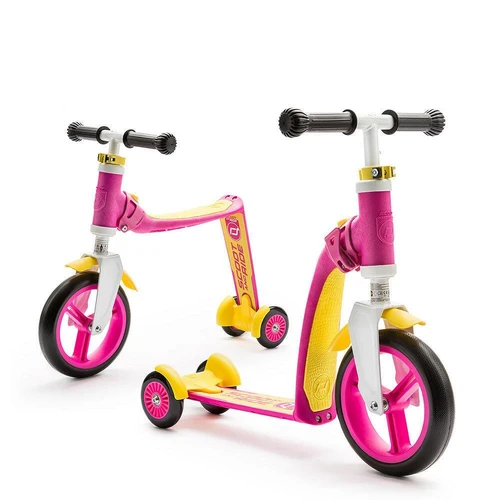 Kinderroller, Dreiradroller, pink-gelb, Kunststoff, Trittbrett