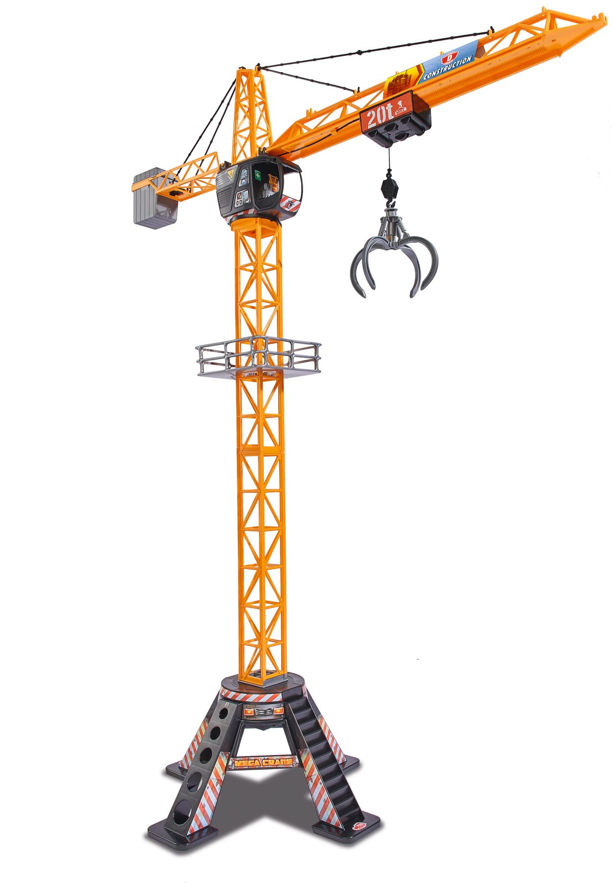 Dickie 201139012 Mega Crane Spielkran für Kinder Seilwinde Greifarm