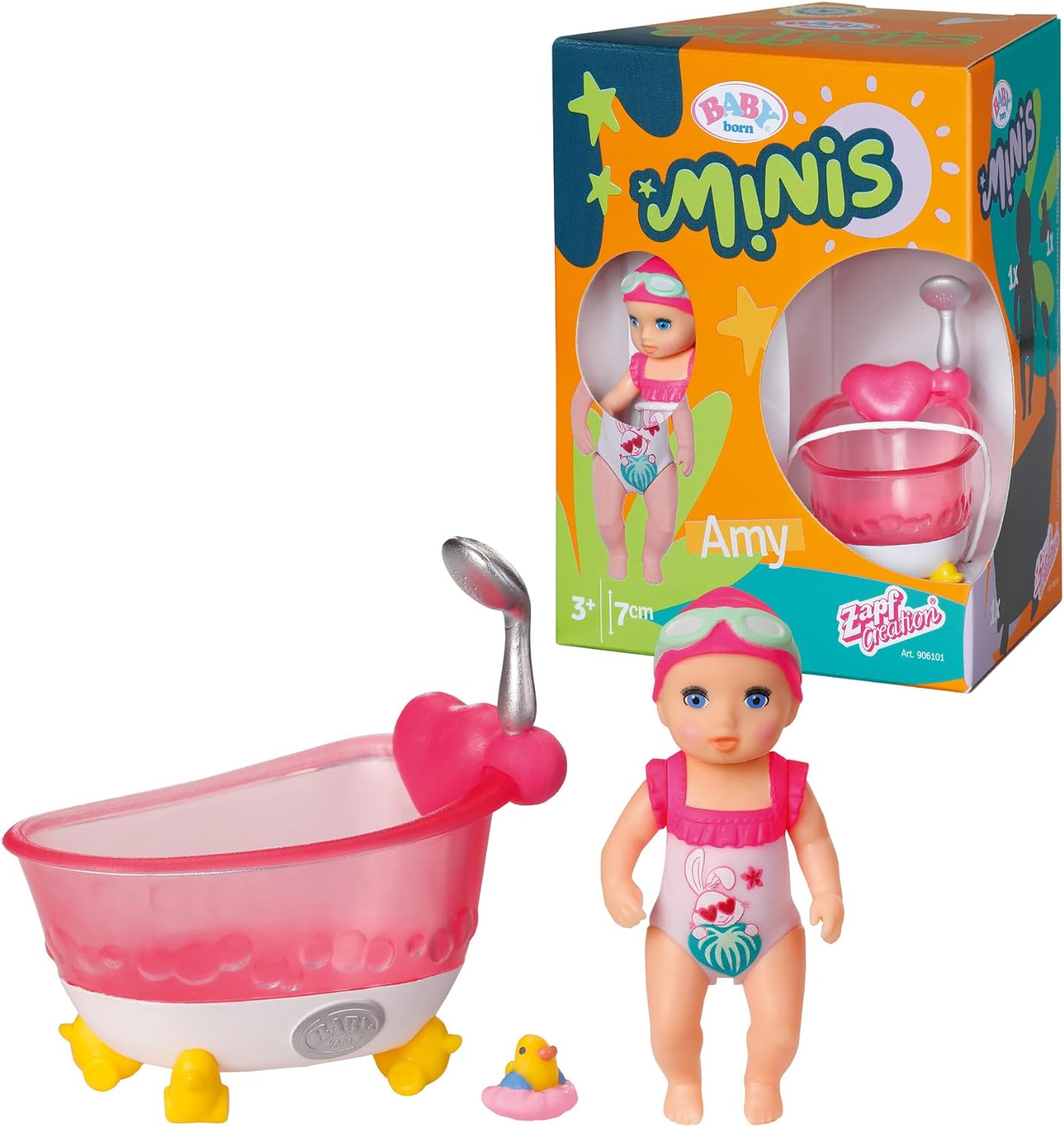 Zapf Creation 906101 BABY born Badewannen Spielset mit Minis Puppe Amy und Ente