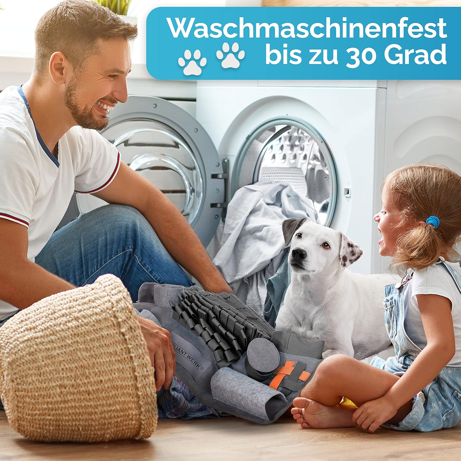 Briliantwerk Schnüffelteppich Hund – Extrem widerstandsfähiges Material - 10 Trainingselemente und 3 Schwierigkeitsstufen Intelligenzspielzeug orange