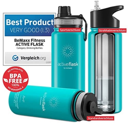 BeMaxx Trinkflasche Edelstahl ACTIVE FLASK grün 950ml