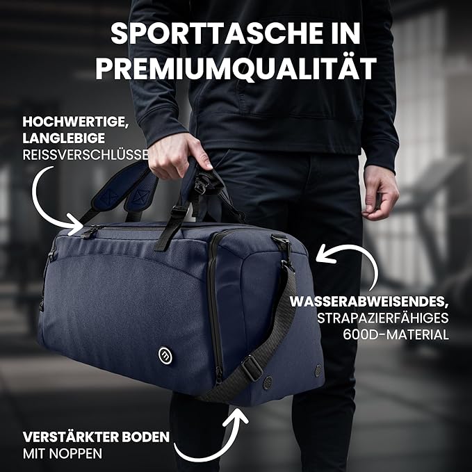 Be-Maxx Sporttasche Trainingstasche + Rucksack-Funktion blau 60L