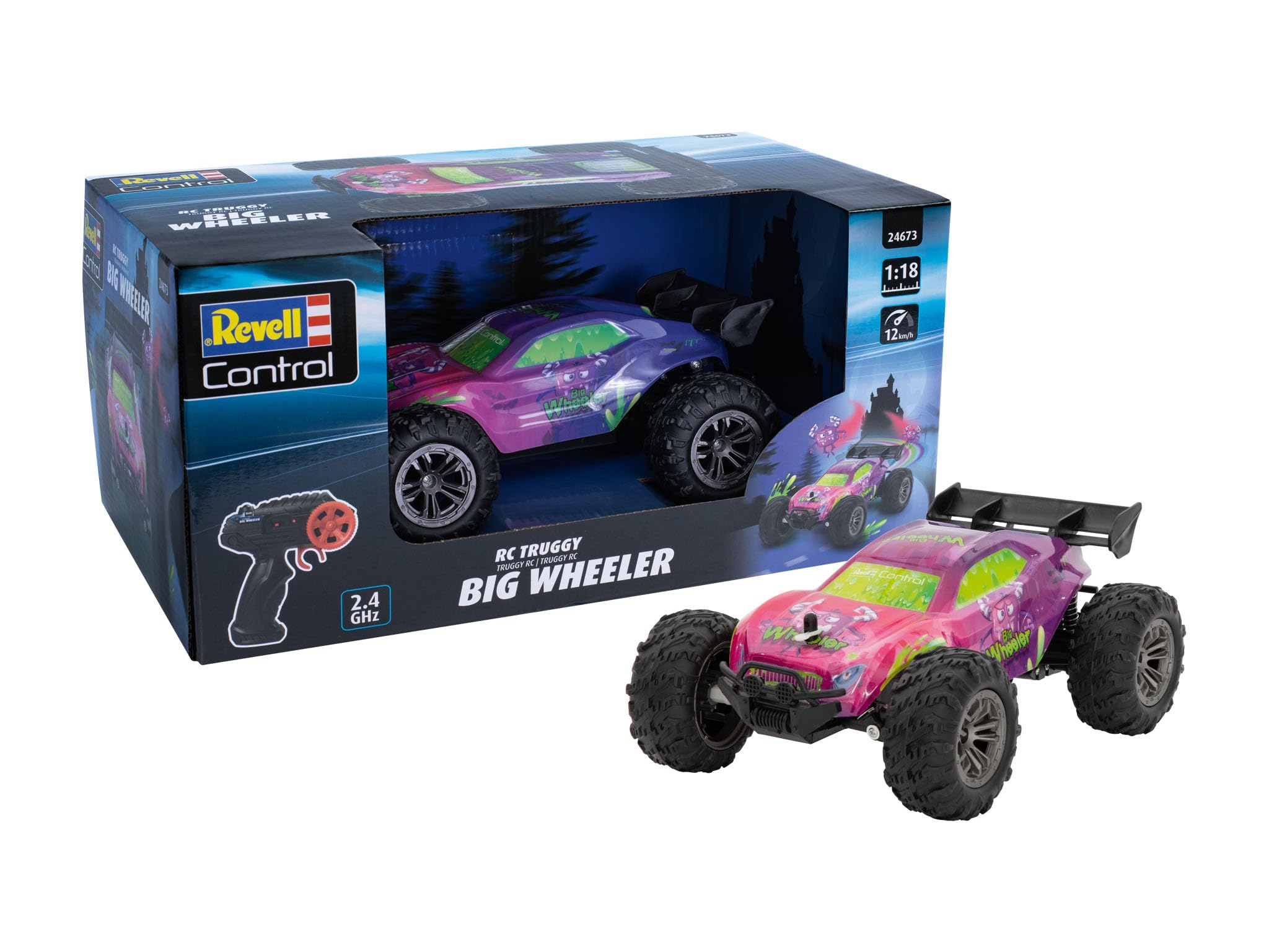 Revell Control RC Big Wheeler I Off-Road-Performance I Kraftvoller Elektromotor I Spektakuläre Unterbodenbeleuchtung I 2.4 GHz Multiplayer-Steuerung I Li-Ion Akku I Für Kinder ab 8 Jahren