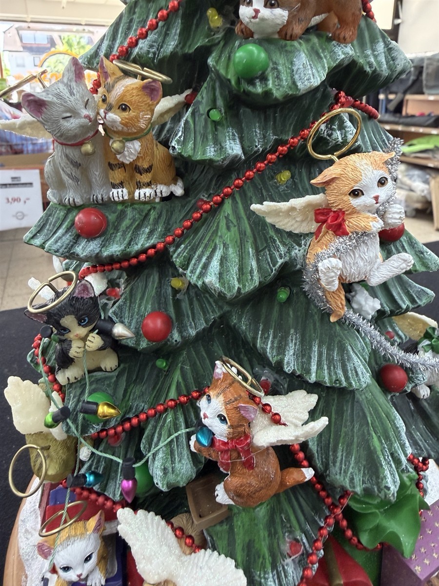 weihnachtsbaum, kugeln, kätzchen, angelkätzchen, deko