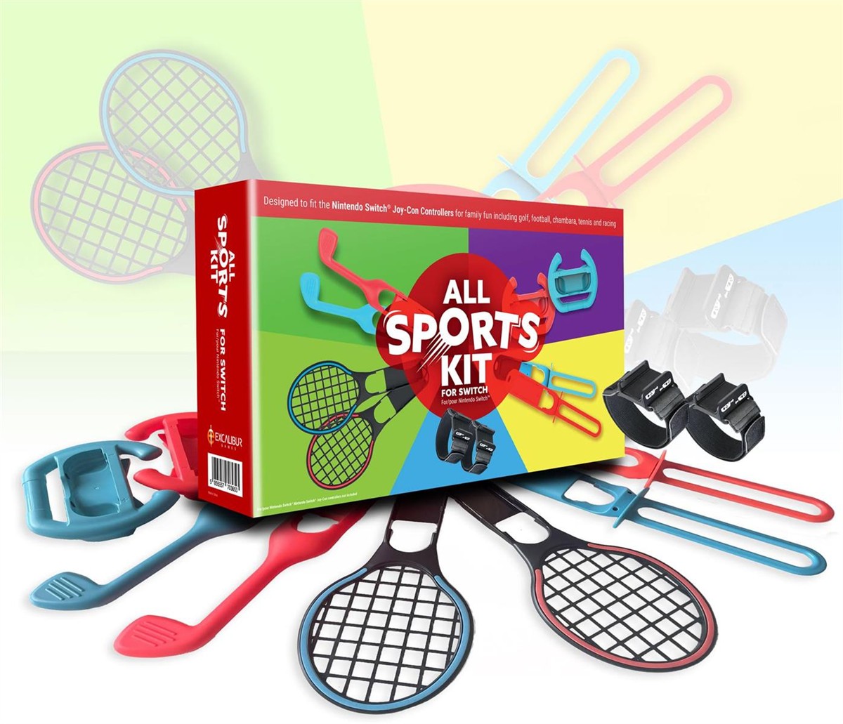 Sports Kit, Nintendo Switch, Tennis Racket, Racket Straps, Colorful