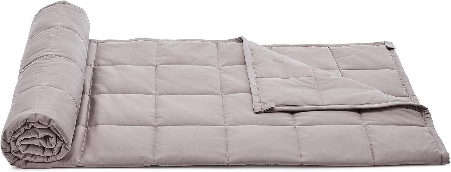 Amazon Basics Gewichtsdecke aus Baumwolle Beschwerungsdecke alle Jahreszeiten 9 kg 122 x 183 cm (Doppel), lit double dunkelgrau