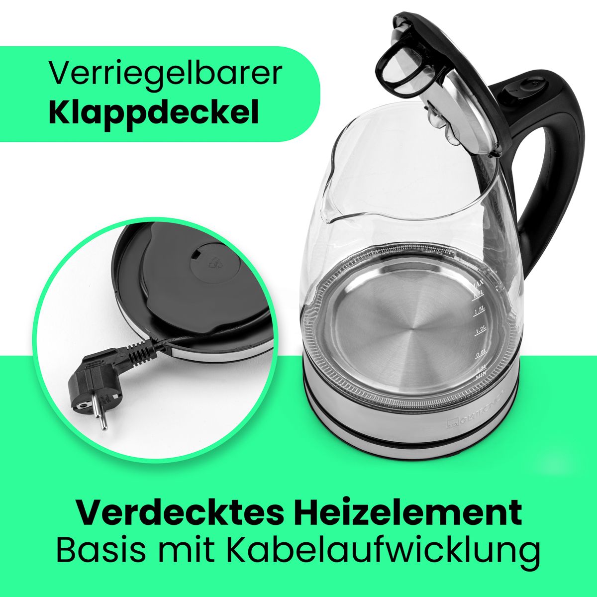 Clatronic Glas-Wasserkocher WKS 3744 G