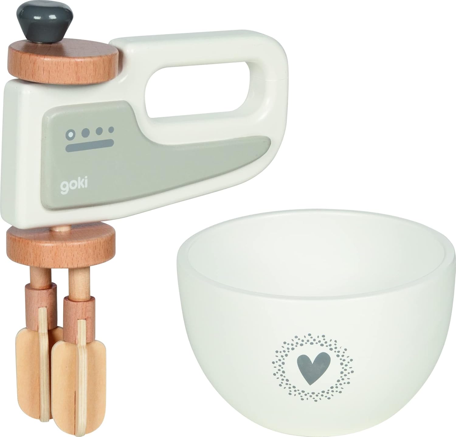 goki 51502 Spielzeug Handmixer mit Rührschüssel für Kinderküche und Kaufladen