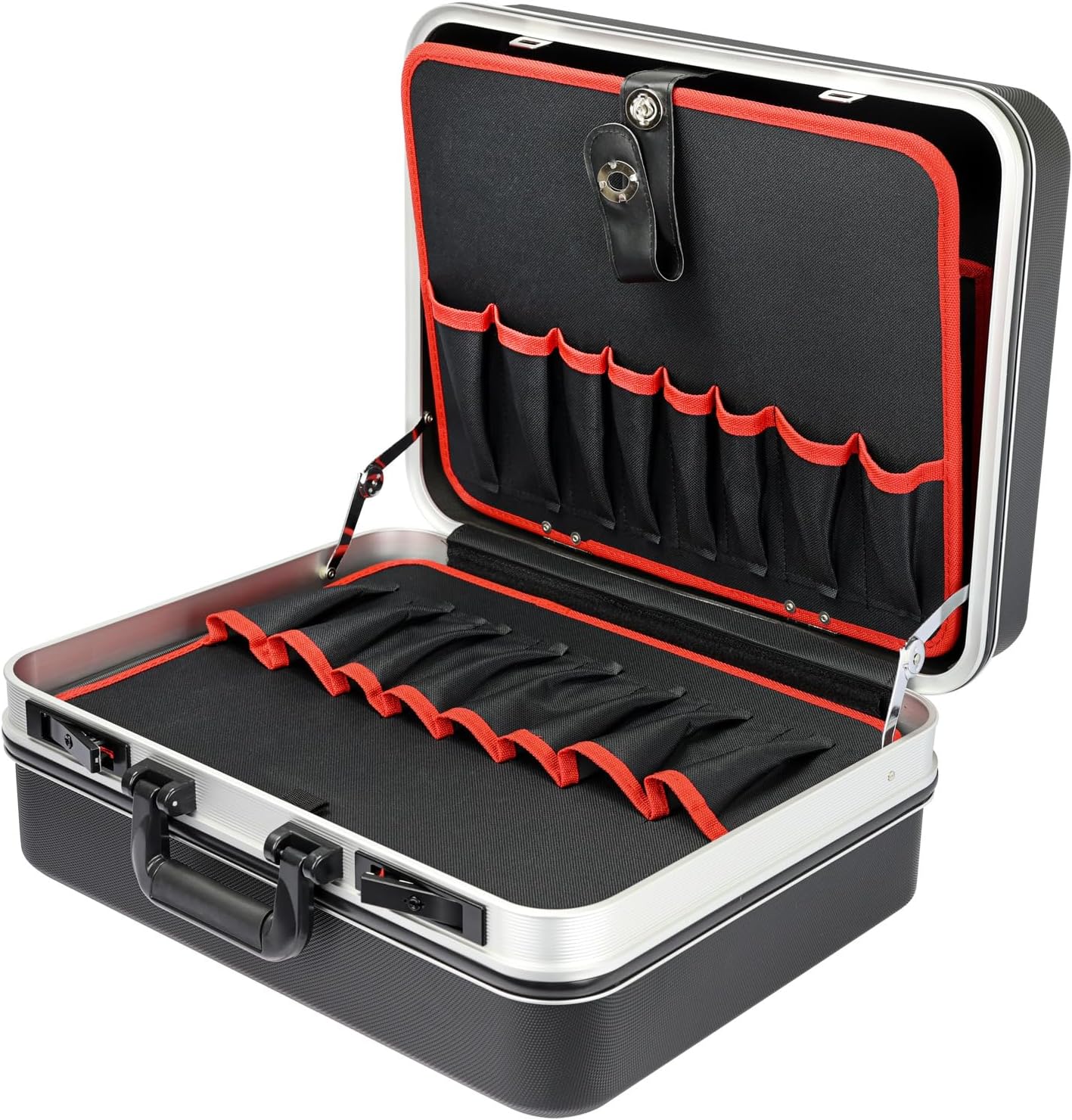 HMF Werkzeugkoffer leer Werkzeugkiste groß aus ABS-Kunststoff Werkzeugtransportkoffer 47 x 40 x 22 cm