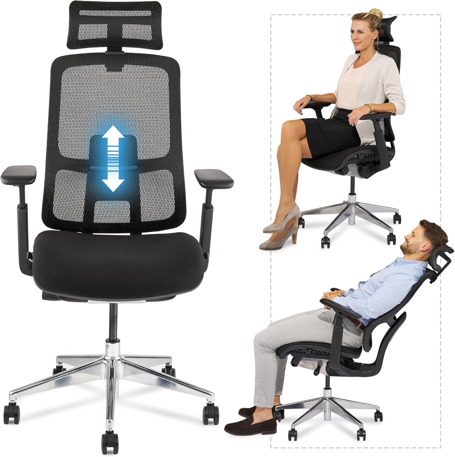 VALKENSTOL M6 Ergonomischer Bürostuhl 150 kg Schreibtischstuhl schwarz