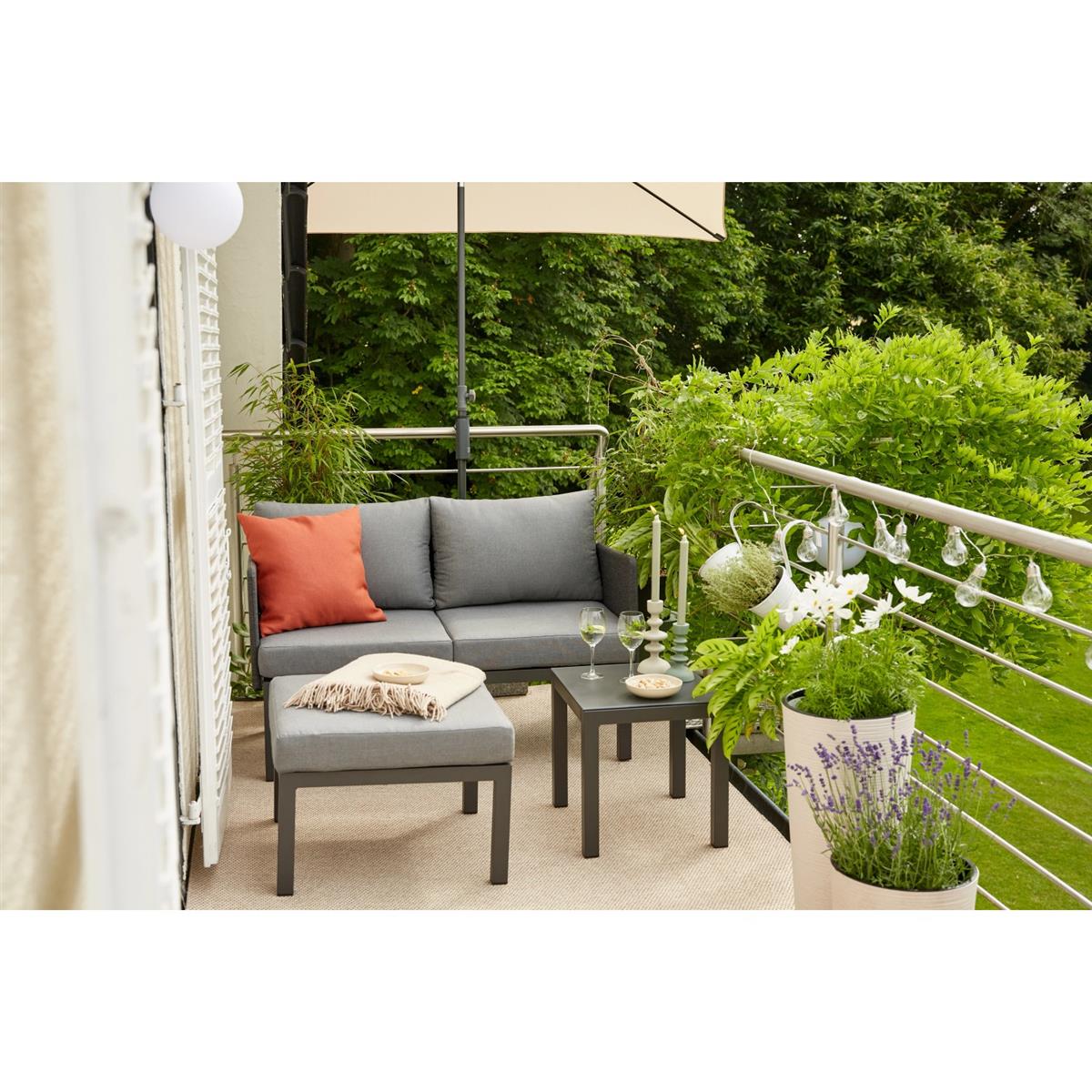 Siena Garden Marktschirm City 140 cm x 210 cm Natur mit Schieber