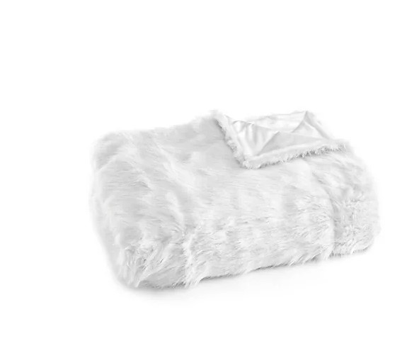 MONT CHALET Fellimitat Plaid Decke Überdecke weiss 150x200cm