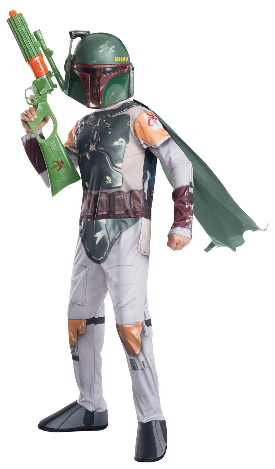 Generique - Boba Fett-Lizenzkostüm für Kinder Star Wars Weiss-grün-Gold 3-4 Jahre