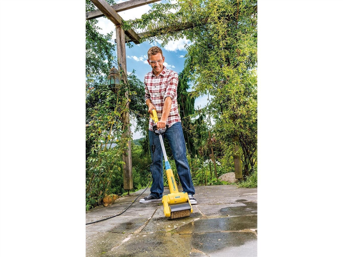 Oberflächenreiniger, Bodenreiniger, Gartenwerkzeug, Elektrischer Pinsel?, Gelber Elektroläufer