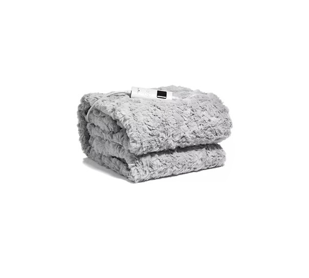 MONT CHALET Fellimitat-Heizdecke Lämmchen-Optik grau Kuscheldecke Wärmedecke