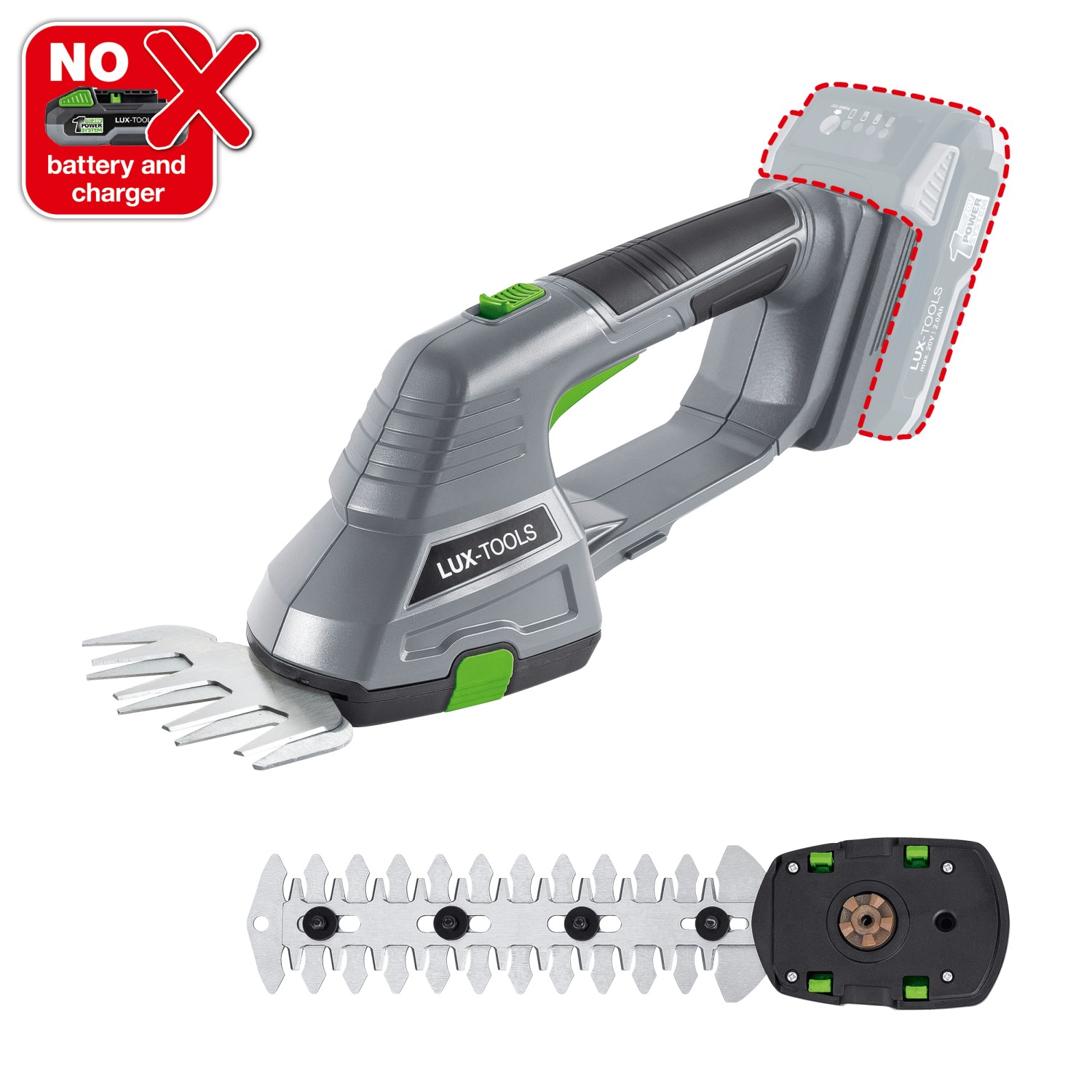 LUX 20V Akku Gras und Strauchschere 1 PowerSystem A GS 20/20 ohne Akku und Ladegerät