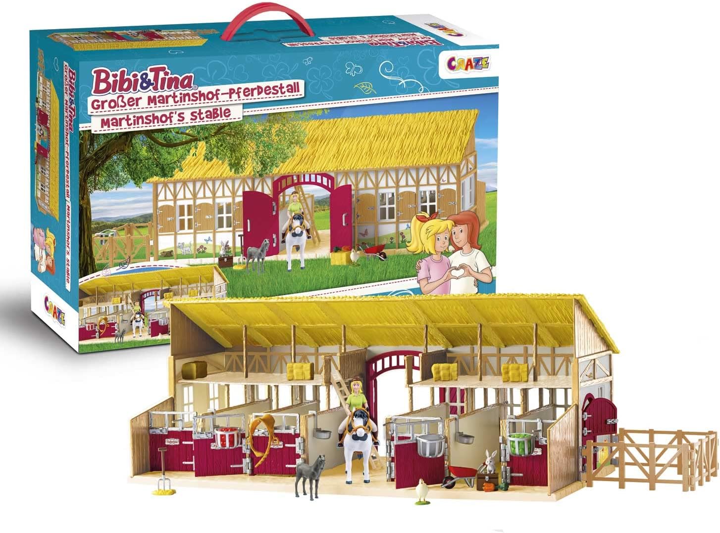 CRAZE 32732 Bibi und Tina Martinshof Spielset Pferdestall Spielzeug Reiterhof Bauernhof mit Pferden Spielfiguren