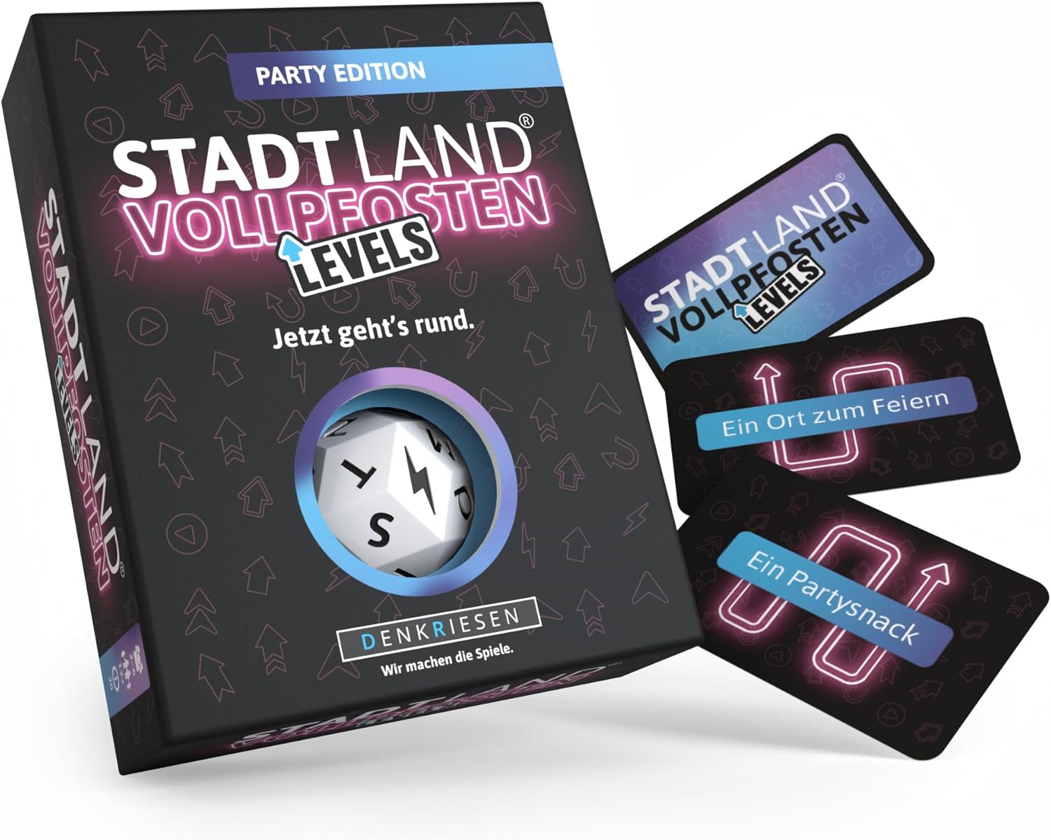 DENKRIESEN - Stadt Land Vollpfosten Levels – Party Edition Familienspiel Gesellschaftsspiel Partyspiel