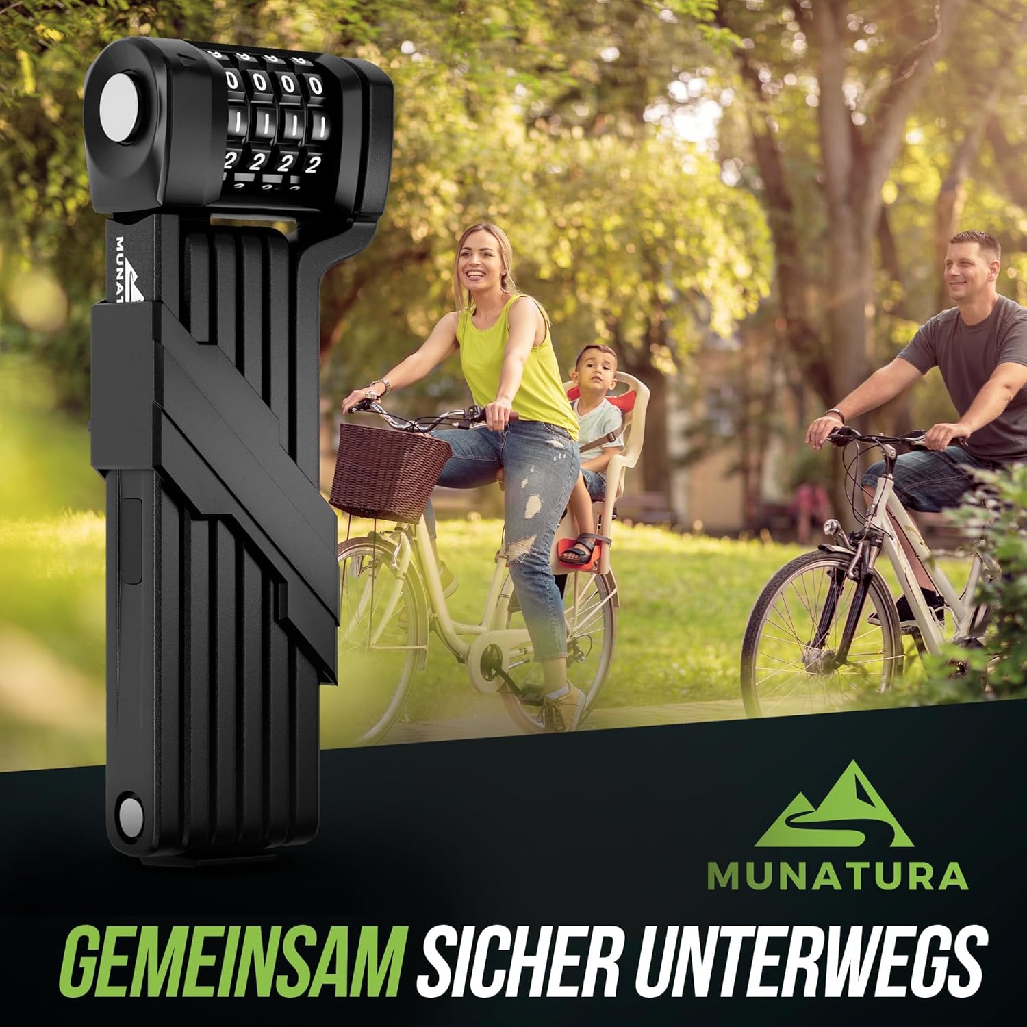 MUNATURA Faltschloss Fahrrad Diebstahlsicher Fahrradschloss Zahlenschloss 90cm