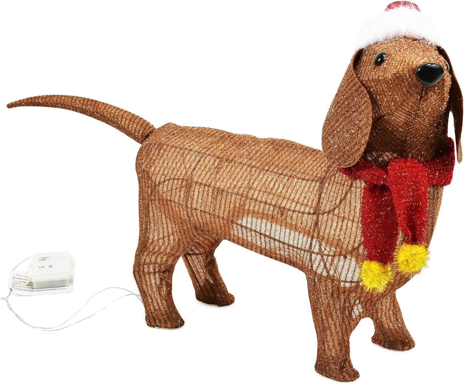 DMS Dackel Hundefigur Weihnachtsfigur mit 45 LEDs Weihnachtsbeleuchtung