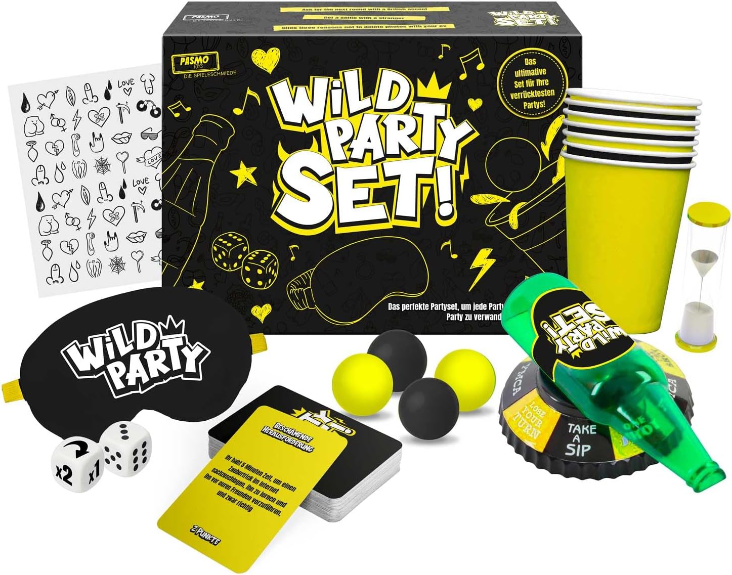 Pasmo Wild Party Set Trinkspiel - Kartenspiel Gesellschaftsspiel Partyspiel Junggesellenabschied