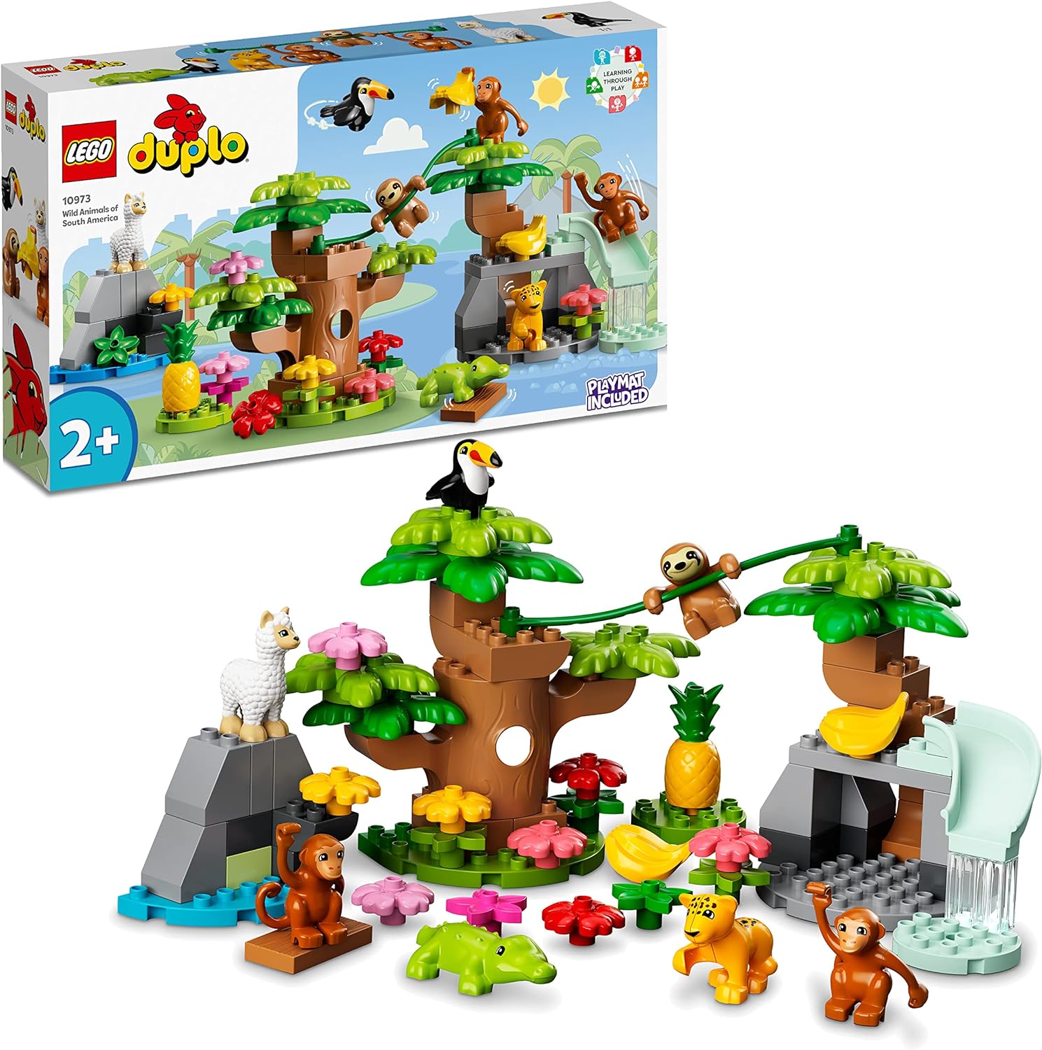 LEGO 10973 DUPLO Wilde Tiere Südamerikas Spielzeug-Set mit Tierfiguren Steine Dschungel-Spielmatte Lernspielzeug LEGO-Bausteine LEGO-Sets LEGO-Steine Bausteine Sets