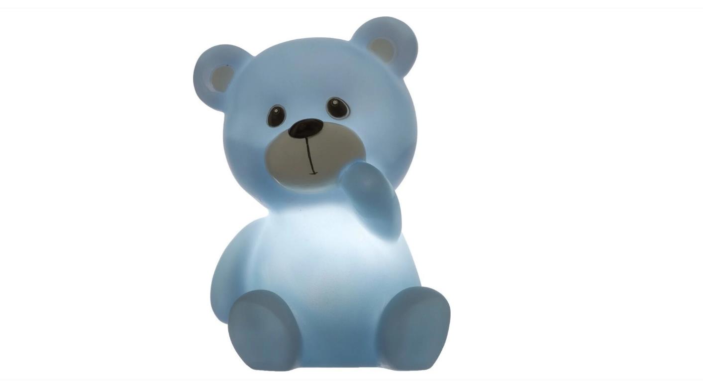 Kabellose Teddybär Nachttischlampe für Kinder Weiß Kunststoff augenschonend 9x10x13 cm weiß