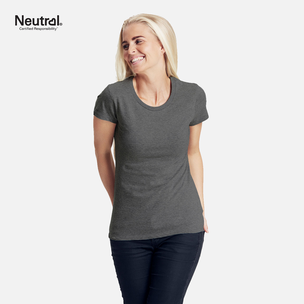 Doppelpack Neutral® Ladies Fit T-Shirt - Weiss / Dark Heather L Weiss / Dark Heather