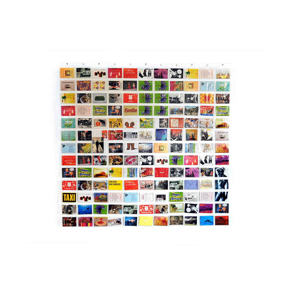 Transparenter Taschenvorhang für eine Bildergalerie, Fotogalerie, Postkartengalerie, verschiedene Au