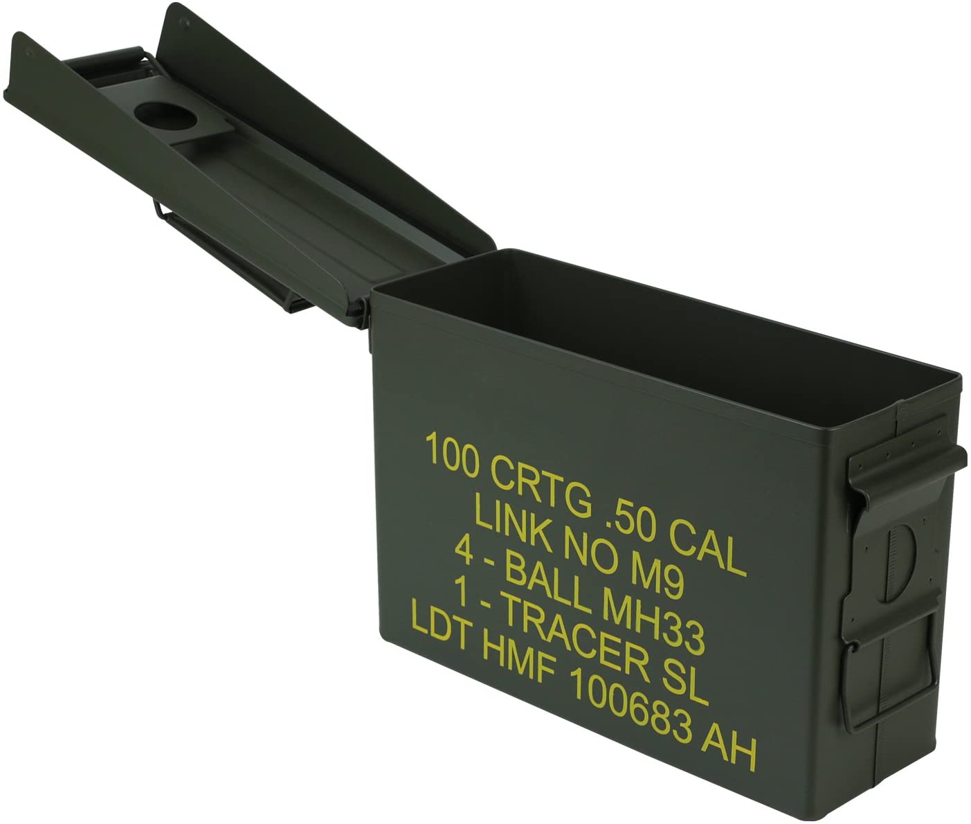 Munitionenkasten, Militärbox, grüne Behälter, rechteckige Dose, Schnappdeckel