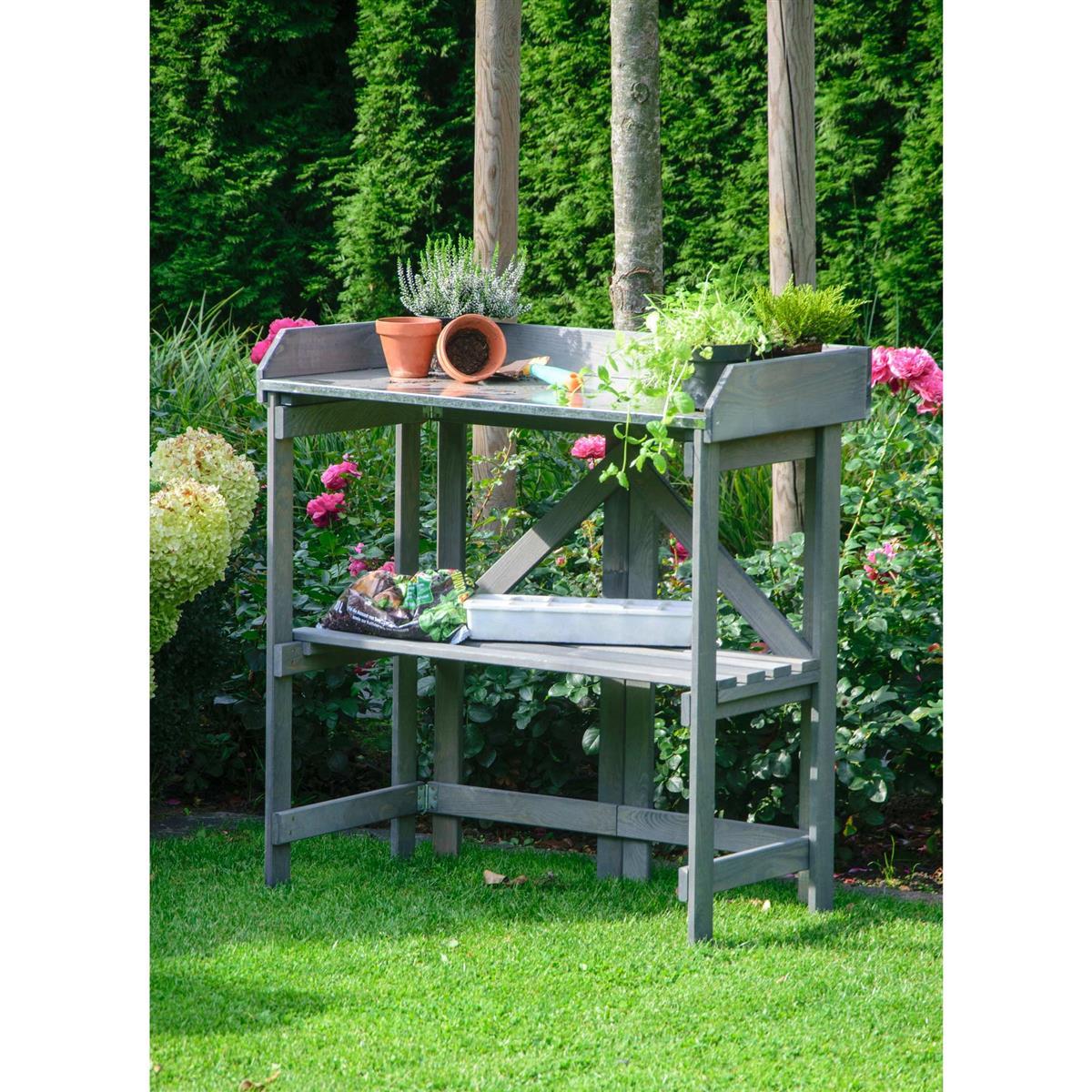 Gartenwerkbank, Holzwerkbank, Gartenmöbel, Aufbewahrung, Pflanzenpflege
