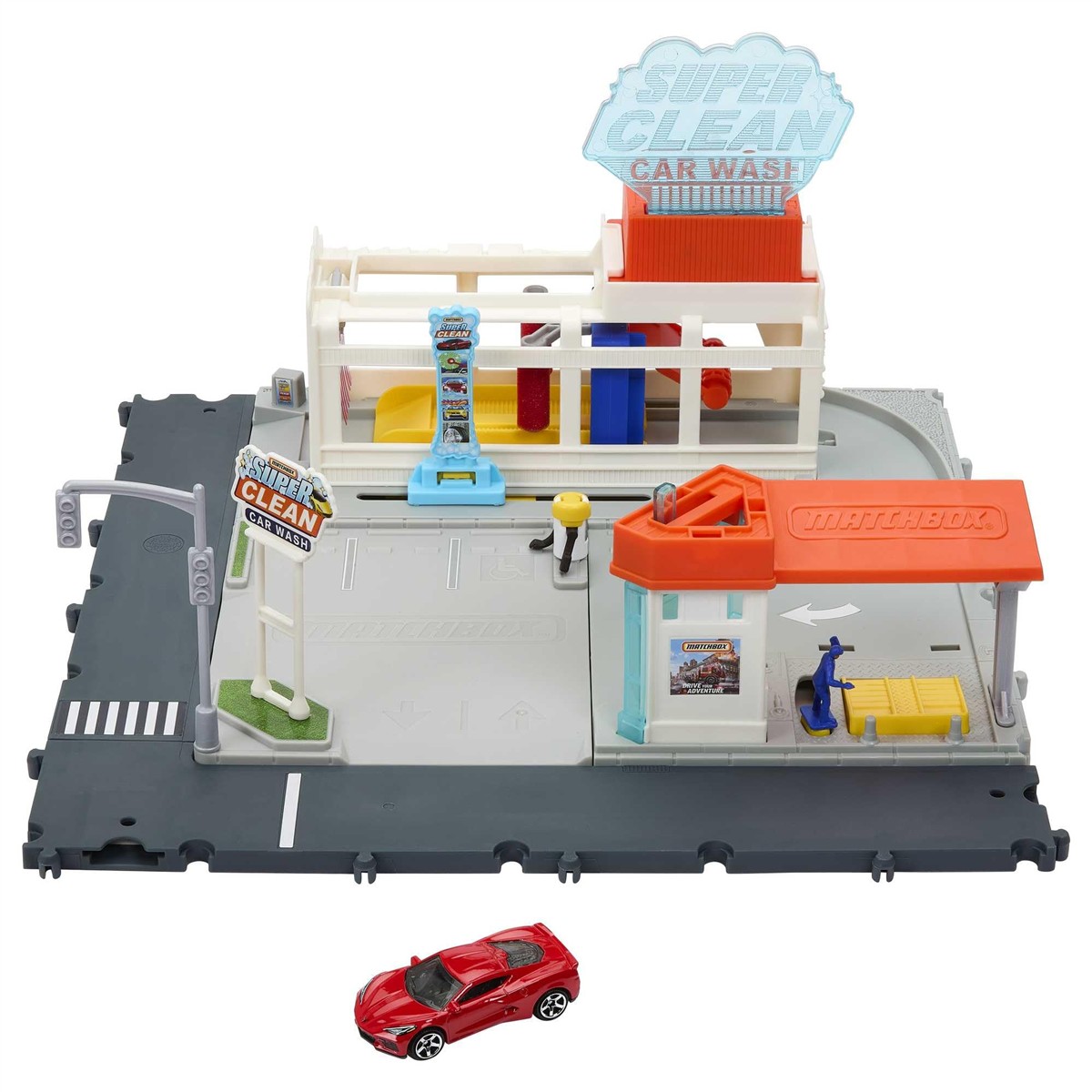 Auto-Play Car Wash, Toy Garage, Plastic Car Wash, Red Car, Miniature Vehicle