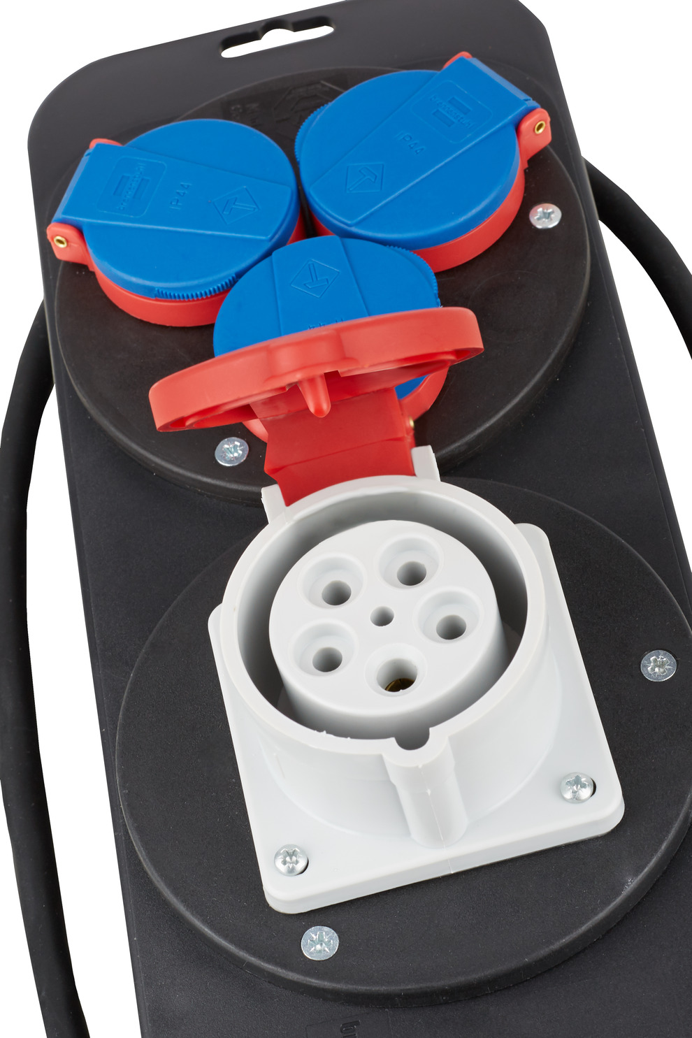 Stromstation 16A / Stromverteiler für den Baustelleneinsatz und ständigen Einsatz im Außenbereich IP44 (2m Kabel für Wandaufhängung geeignet
