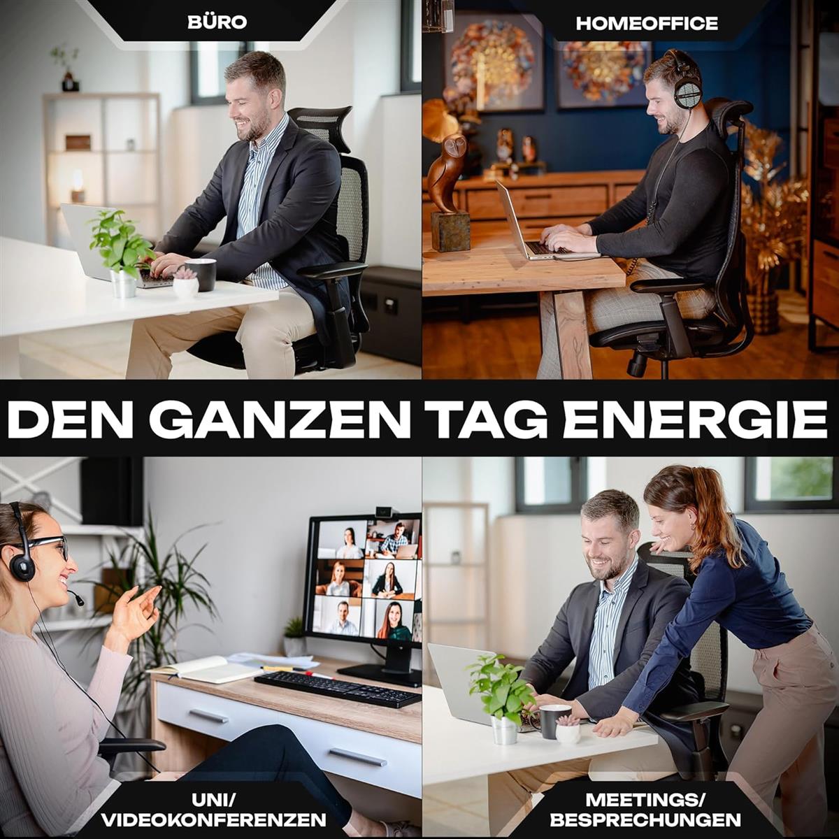 VALKENSTOL M5 Ergonomischer Bürostuhl 150 kg Schreibtischstuhl schwarz