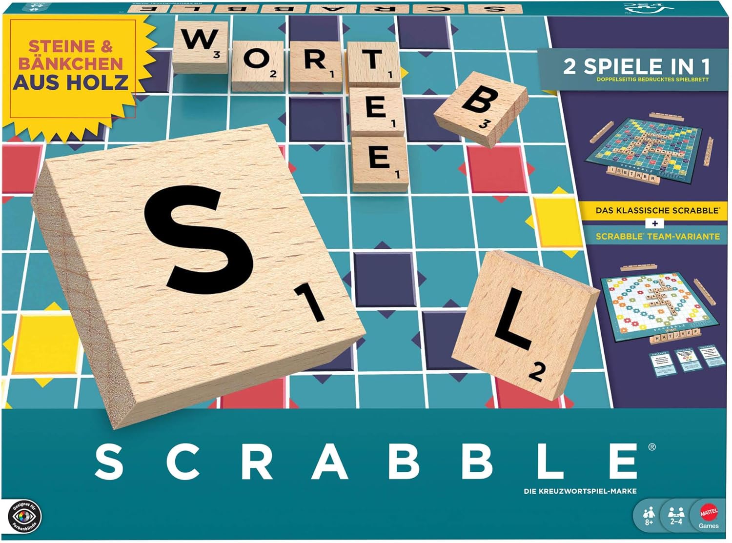 Mattel Games Scrabble Brettspiel Familienwortspiel aus Holz