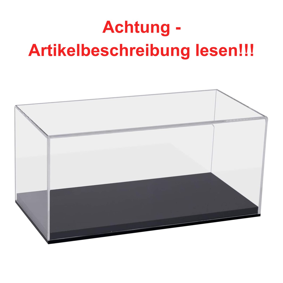 Acrylic box, Display case, Clear enclosure, Glass-like container, Black base
