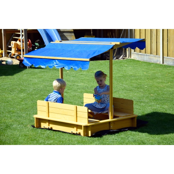 Kindersitz, Spielbank, Holz, Sonnensegel, Gartenspielzeug