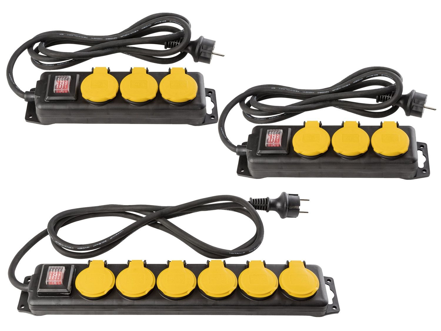 POWERFIX Multiprise 2x3er + 1x 6er Steckdosenleiste Kabellänge 1,4m