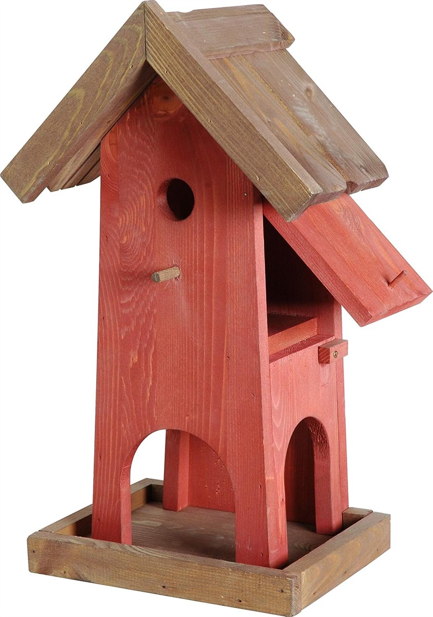 Vogelfutterstelle, Holz, Rot, Basis, Hausförmiges