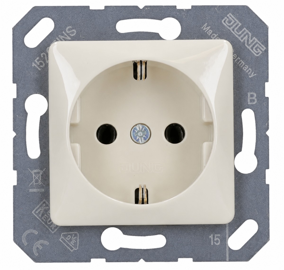Schuko-Steckdosenrahmen, Wandsockel, Weiß, Rundsteckdose, EU-Stecker